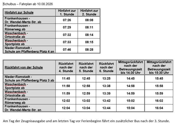 Bus ab 10.8.26